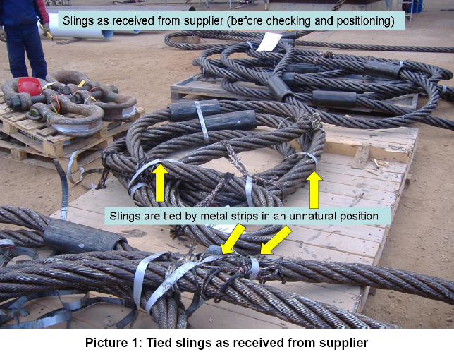 INCIDENT WHILE REMOVING METAL WRAPS FROM COILED IRON SLINGS