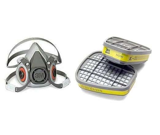 3M Half Facepiece Reusable Respirator 6200 & Organic Vapor Acid Gas Cartridge 6003