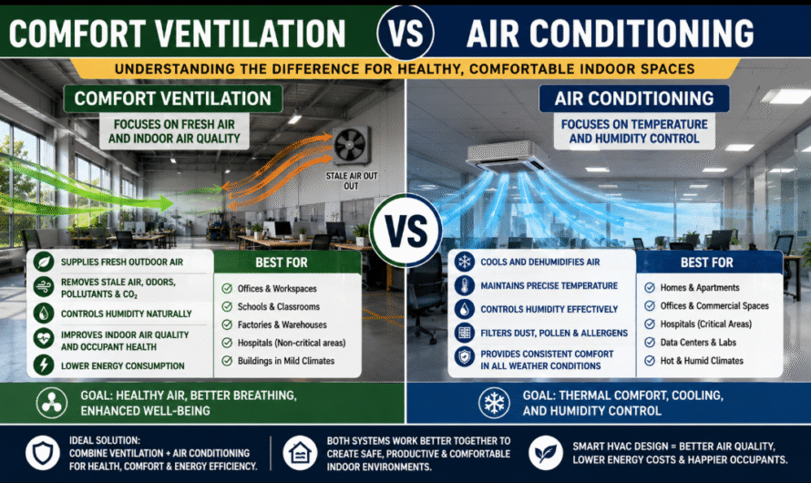 Difference Between Comfort Ventilation and Air Conditioning | Complete HVAC Guide