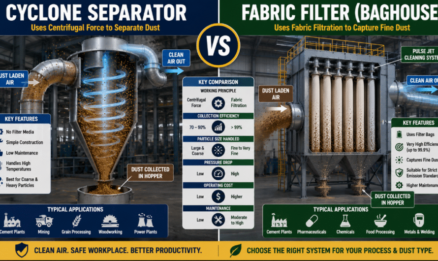 Difference Between Cyclone Separator and Fabric Filter | Complete Industrial Dust Collection Guide